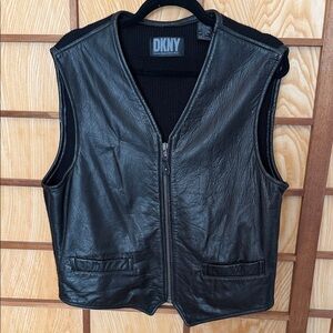 Vintage DKNY Leather-Knit Vest, L